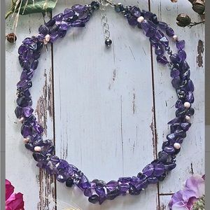 Cultured Pearl & Amethyst Statement Necklace